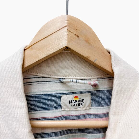 MARINE LAYER‎ Jones Stretch Jean Jacket In Beige/khaki Men’s Size XL - Picture 4 of 9